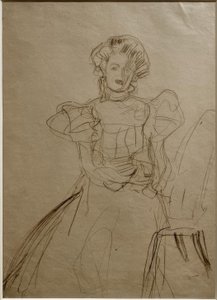 Portret van Sonja Knips – Zittend in een stoel van voren door Gustav Klimt