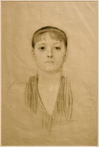 Borstbeeld van een Meisje van Voren door Gustav Klimt