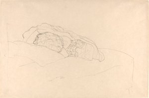 Opgerolde Meisje op Bed door Gustav Klimt