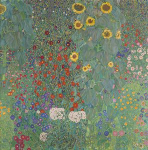 Boerderijtuin met zonnebloemen door Gustav Klimt
