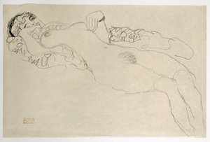 Vrouwelijk naakt linksaf door Gustav Klimt