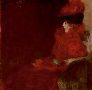 Klimt - DAME IM FAUTEUIL (VROUW IN EEN ARMCHAIR), 1897-98 door Gustav Klimt