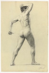 Mannelijk naakt van achteren, ca. 1880 door Gustav Klimt