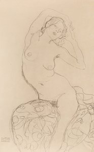 Zittende Naakt, ca 1914-1916 door Gustav Klimt
