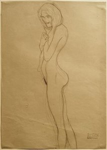 Studie voor de linker Gorgoon in de Beethovenfries door Gustav Klimt