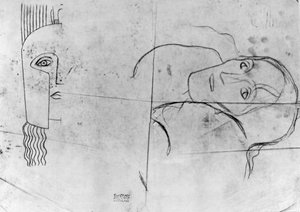 Studies voor Ver Sacrum 1900 - Pallas Athene en een Tragisch Hoofd, 1897-98 door Gustav Klimt