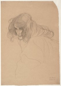 Studie van een vrouwenhoofd in driekwart profiel, Studie voor Onkuisheid in de Beethoven Frieze, ca. 1901-1902