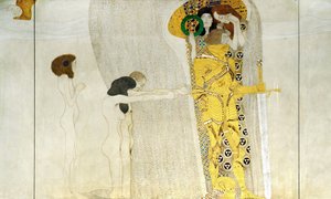 De Beethovenfries, detail: Ridder in glanzend harnas, 1902 door Gustav Klimt