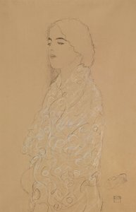 Vrouw met een witte sjaal door Gustav Klimt