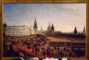 Militaire parade tijdens de kroning van keizer Alexander II in het Kremlin van Moskou, 18 februari 1855