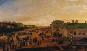 Tsaar Nicolaas keert terug van een militaire parade in Krasnoe Selo, 1848 door Gustav Schwarz