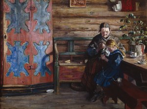 Boerderij interieur met kleindochter