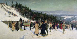Skicompetitie in Fjelkenhill door Gustav Wentzel