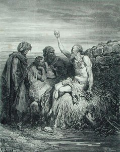 Job en Zijn Vrienden, gegraveerd door J. Regnier, c.1868 door Gustave (after) Dore