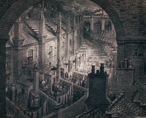 Slumterrassen, door Gustave Doré door Gustave (after) Dore