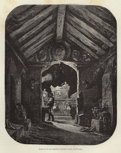 Interieur van een Etruskisch graf bij Perugia door Gustave Bauernfeind