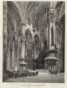 Interieur van de kathedraal van Milaan door Gustave Bauernfeind