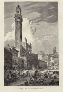 Het stadhuis van Siena door Gustave Bauernfeind