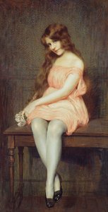 Jong Meisje in een Rode Jurk door Gustave Brisgand