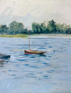 Boot voor anker op de Seine