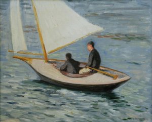 Zeilboot op de Seine door Gustave Caillebotte