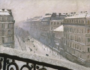 Boulevard Haussmann in de Sneeuw, 1879 of 1881 door Gustave Caillebotte