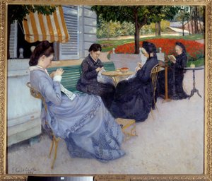 Plattelandsportretten (naaiende vrouwen) door Gustave Caillebotte