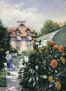 Dahlias, tuin in Petit Gennevilliers door Gustave Caillebotte
