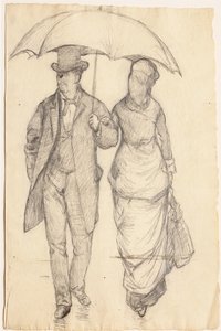 Man en Vrouw Onder een Paraplu door Gustave Caillebotte