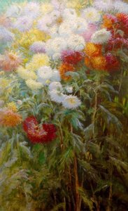 Massa chrysanten, tuin van Petit Gennevilliers door Gustave Caillebotte