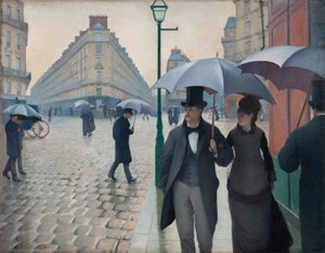 Straat Parijs; regenachtige dag door Gustave Caillebotte