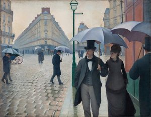 Parijse Straat, Regenachtige Dag door Gustave Caillebotte