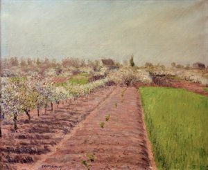 Bloeiende appelbomen, heuvel van Colombes
