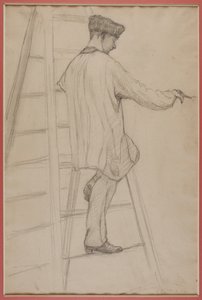 Studie voor huisschilders: Man op een ladder door Gustave Caillebotte
