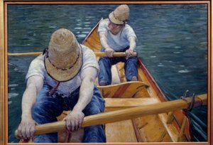 De kanoërs roeien op de Yerres