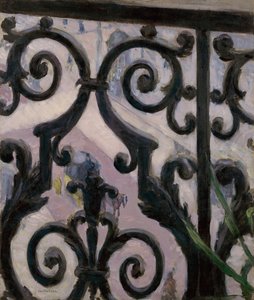 Uitzicht vanaf een balkon door Gustave Caillebotte