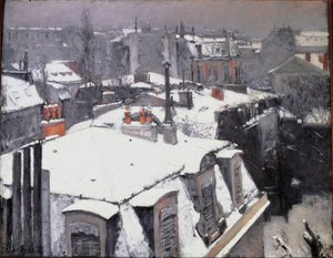 Uitzicht op daken (sneeuweffect)