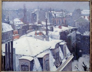 Zicht op Daken (met Sneeuw) in Parijs