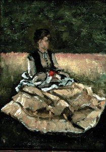 Vrouw Zittend op het Gras door Gustave Caillebotte