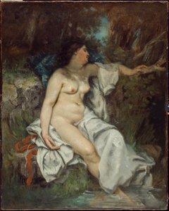 Bader slapend bij een beek door Gustave Courbet