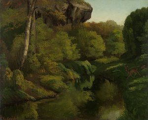 Uitzicht in het bos van Fontainebleau. 1855 door Gustave Courbet