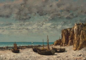Boten op een strand, Etretat, c. 1872-1875