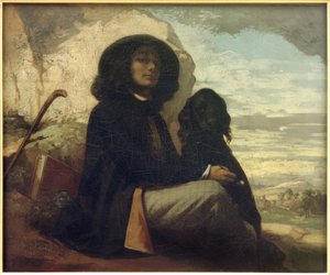 Courbet met zwarte hond