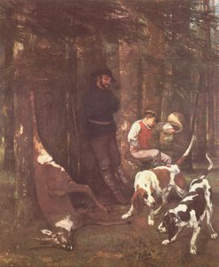 De prooi (jacht met honden) door Gustave Courbet