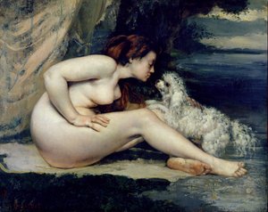 Vrouwelijk Naakt met een Hond (Portret van Leotine Renaude)