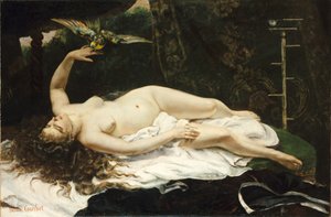 Frans:  La Femme au perroquet Vrouw met een papegaai door Gustave Courbet