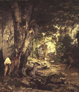 La Remise des Chevreuils (detail) door Gustave Courbet