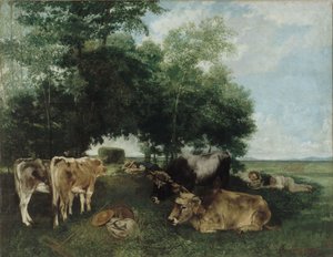 Nap tijdens het hooiseizoen, Doubs-bergen door Gustave Courbet