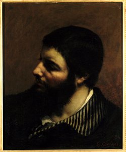 Zelfportret met de gestreepte kraag door Gustave Courbet