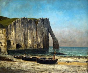 De kliffen in Étretat, 1869 door Gustave Courbet